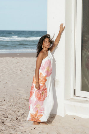 Charlize Maxi Dress - White Pink