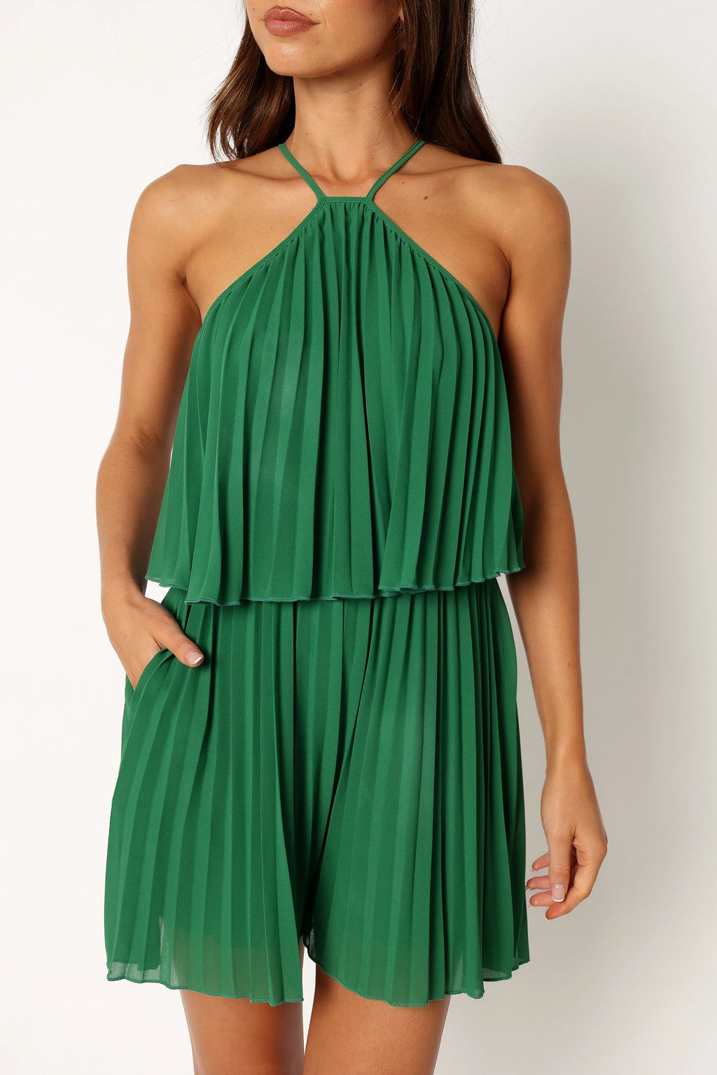 Magnolia Pleat Romper - Green