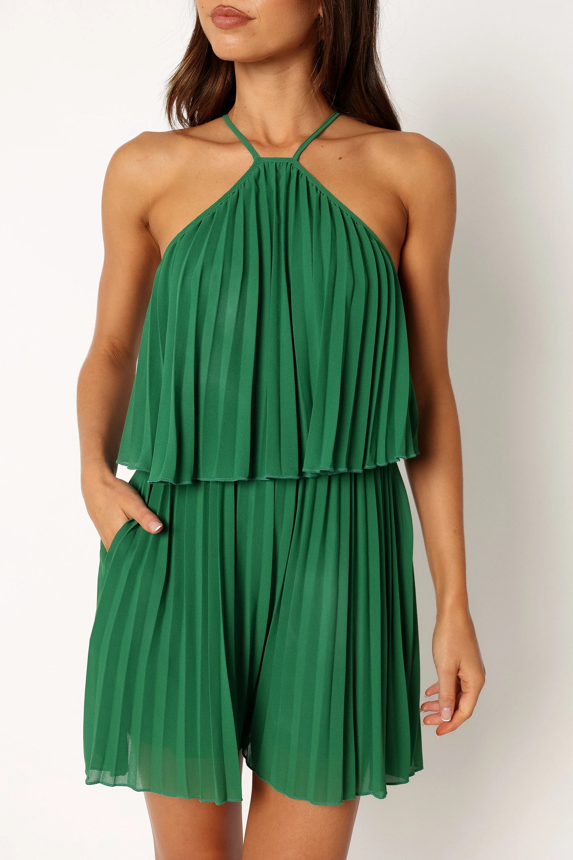 Magnolia Pleat Romper - Green