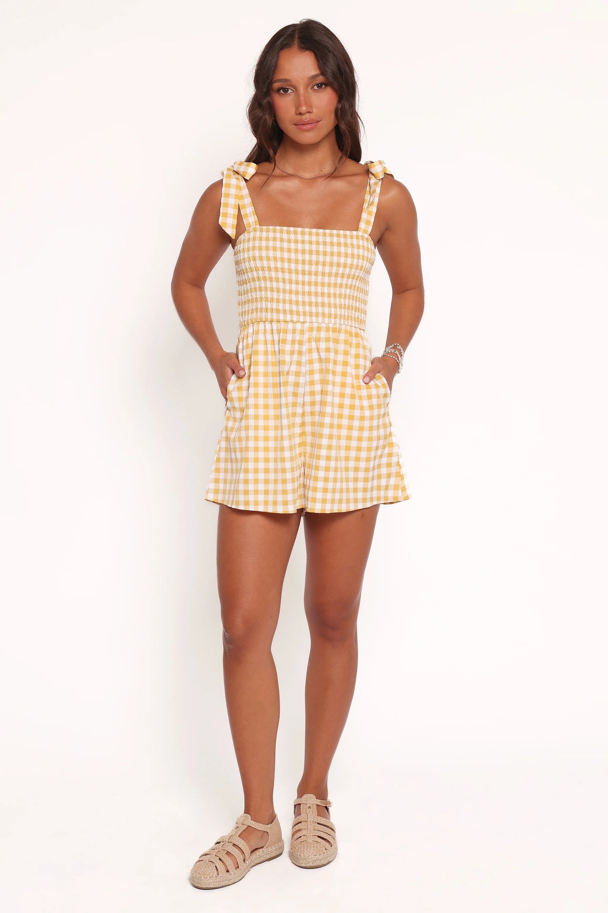 Simo Romper - Yellow Gingham