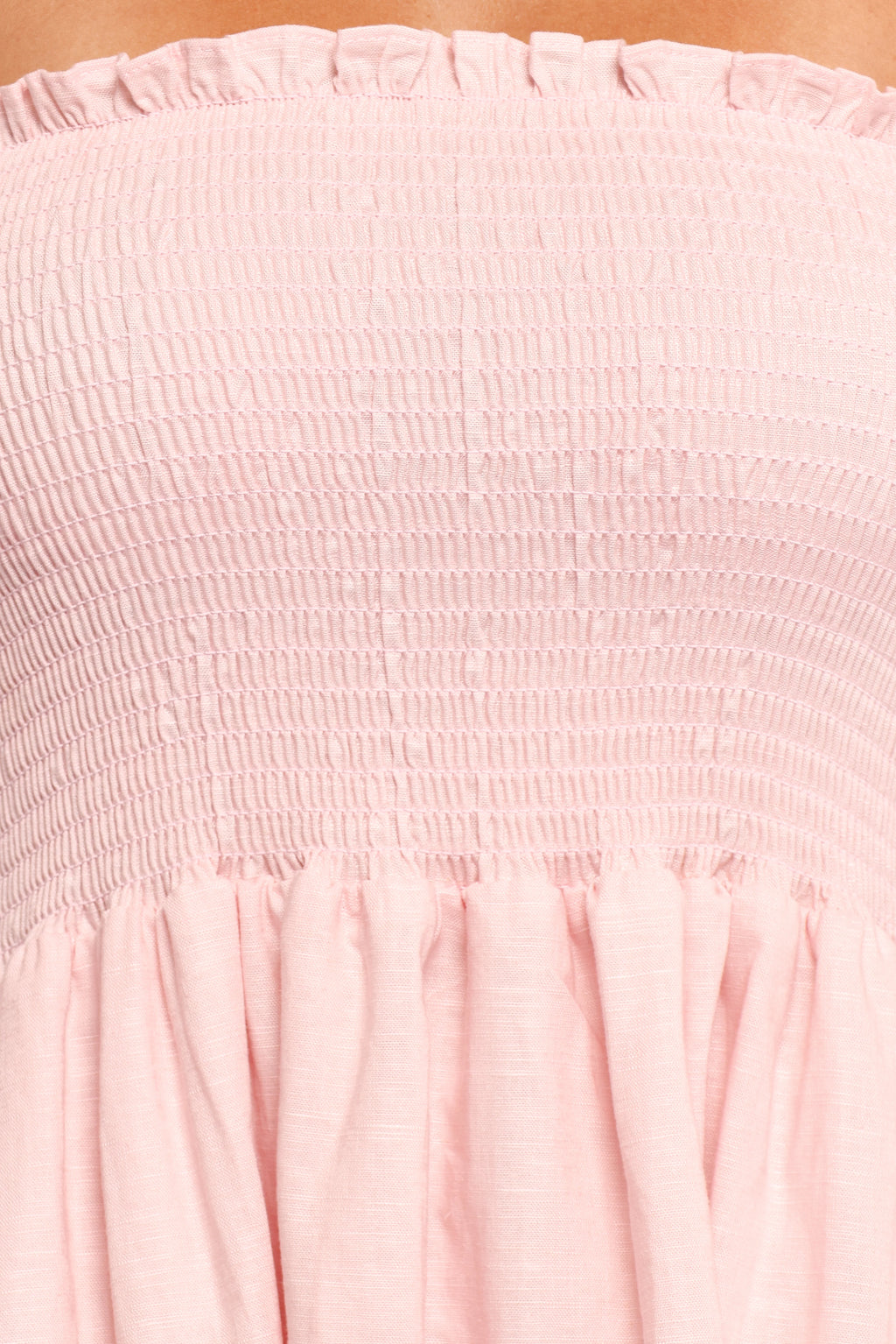 Domenica Shirred Long Sleeve Midi Dress - Pink