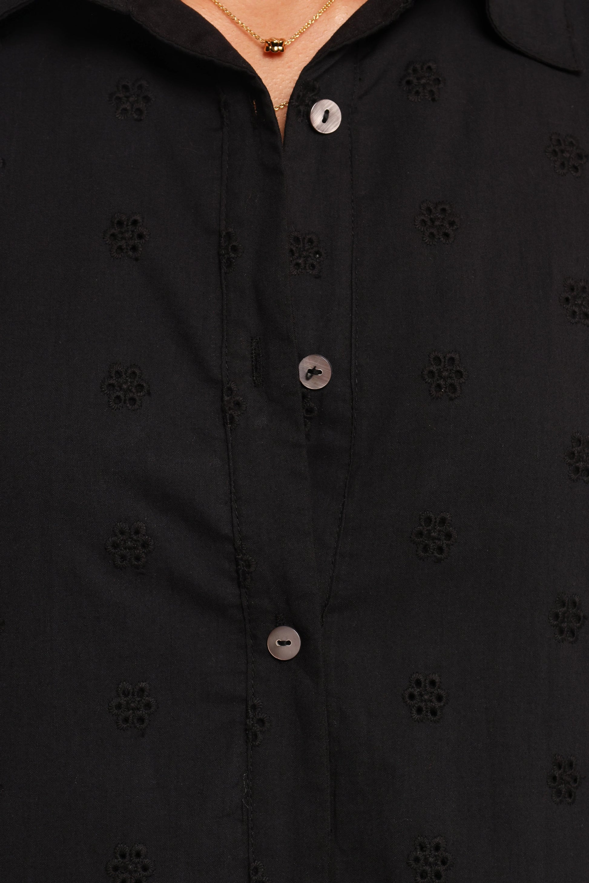 Grady Collared Shirt Dress - Black