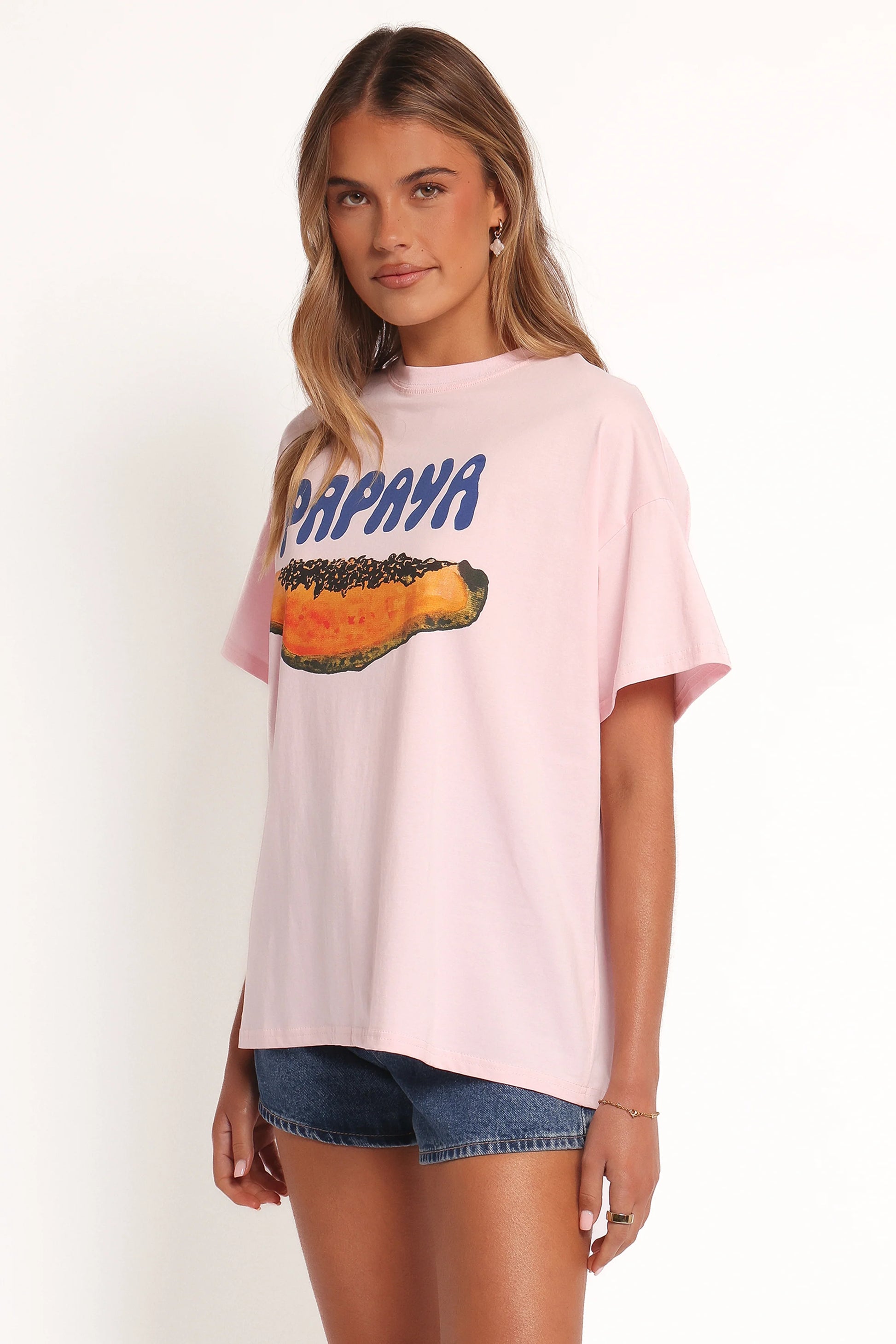 Papaya Graphic Tee - Pale Pink