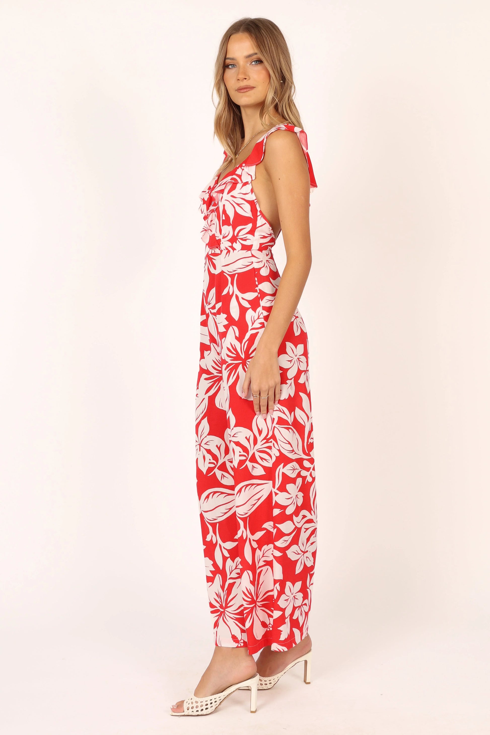 Parker Frill Jumpsuit - Red