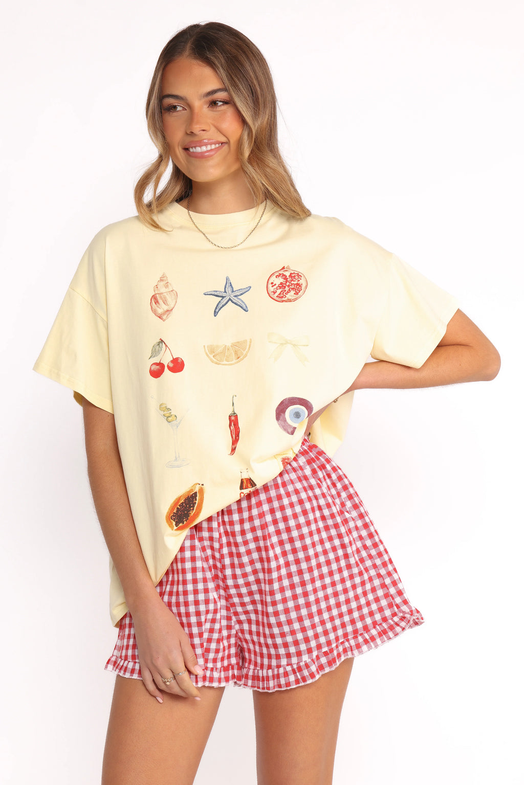 Daphne Short Set - Yellow Red Gingham