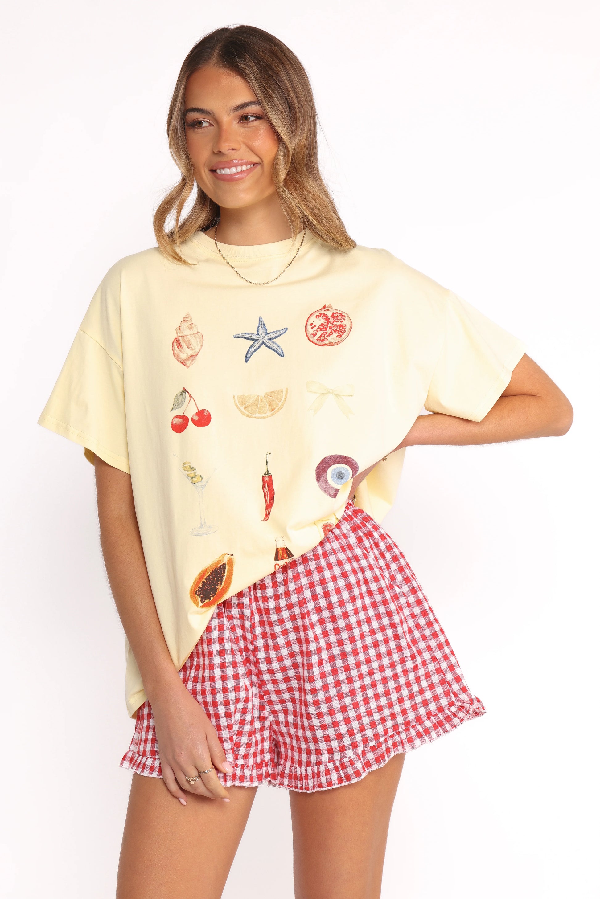 Daphne Short Set - Yellow Red Gingham