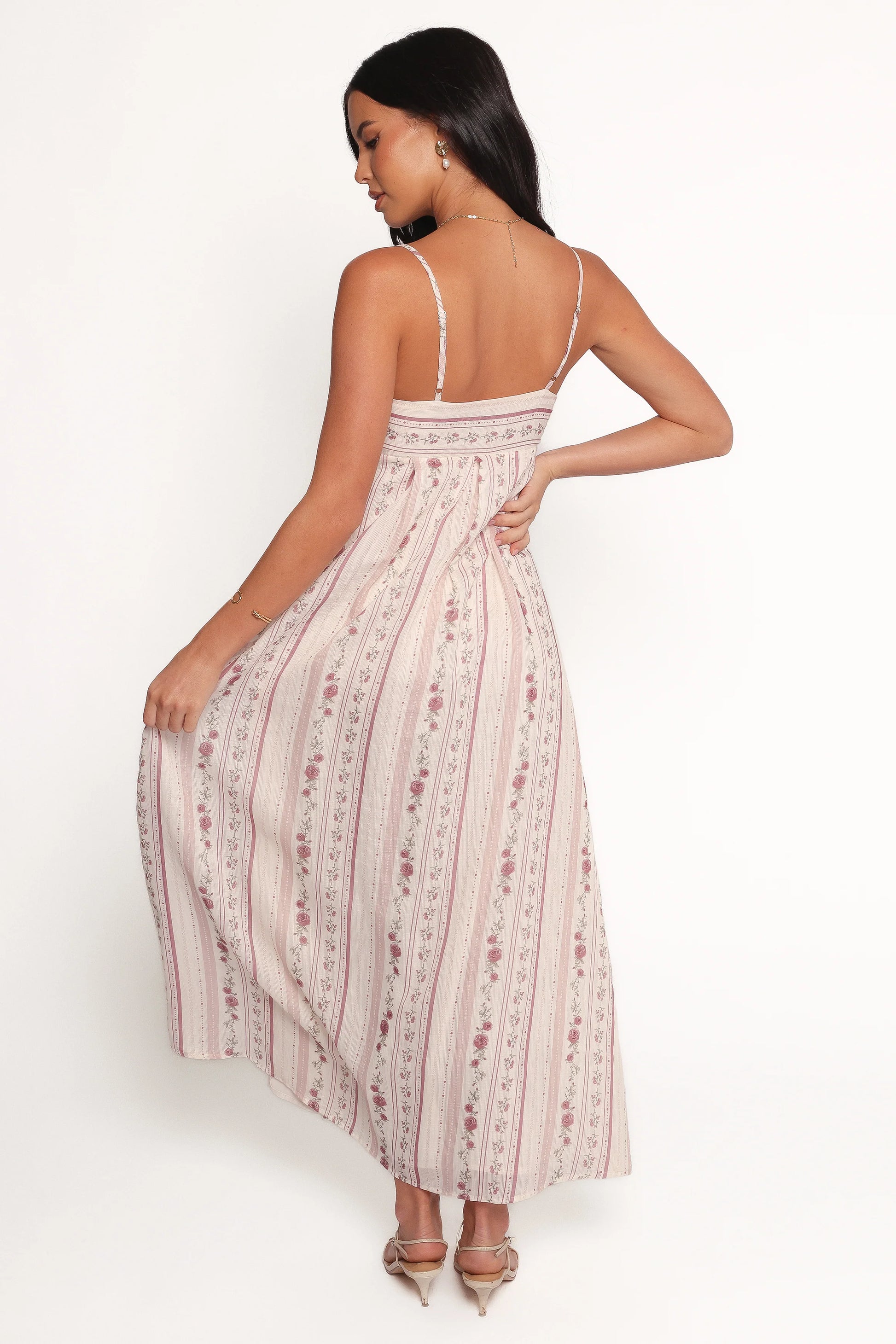 Amaris Maxi Dress - Ivory Mauve Floral