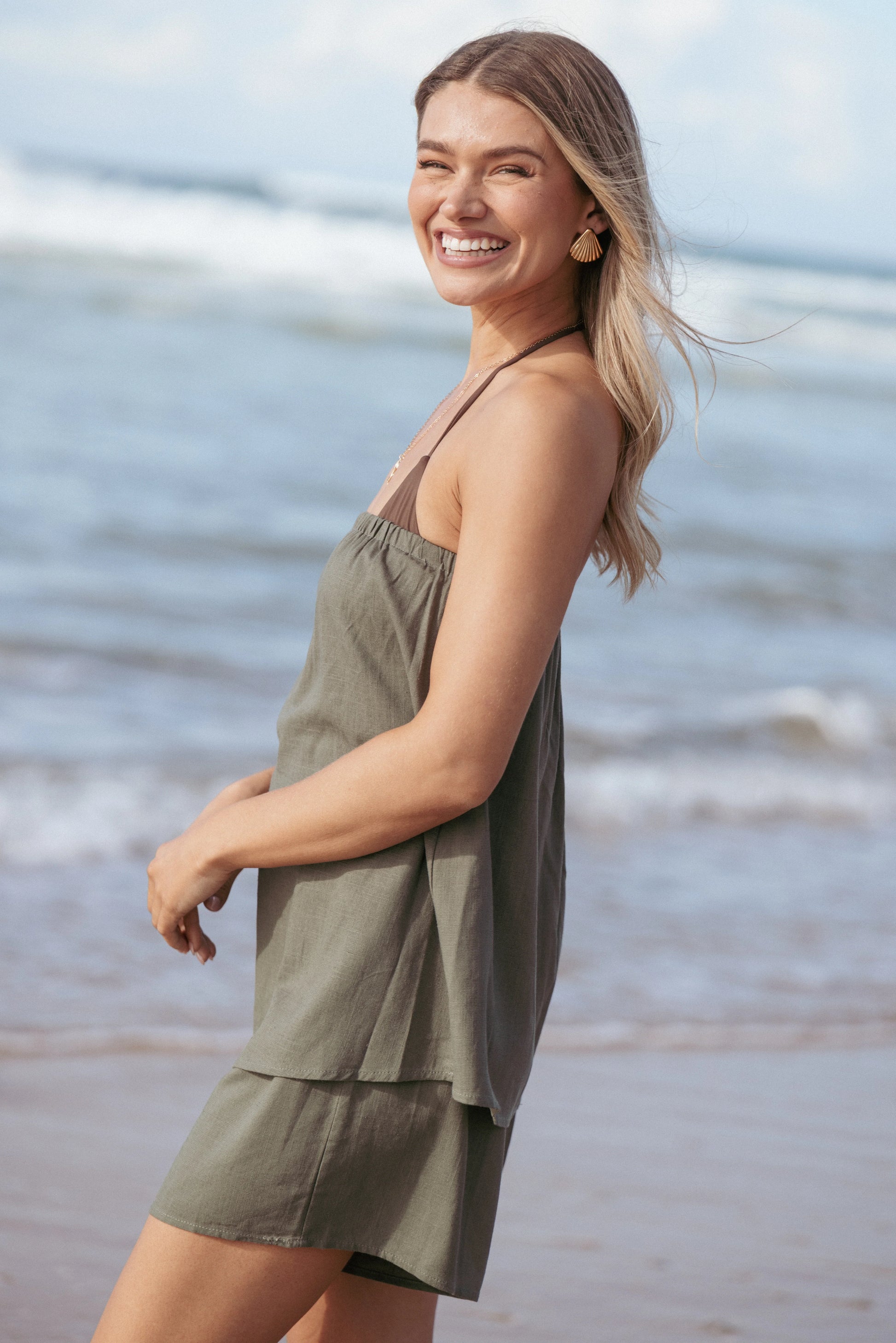 Karlen Strapless Romper - Palm Green