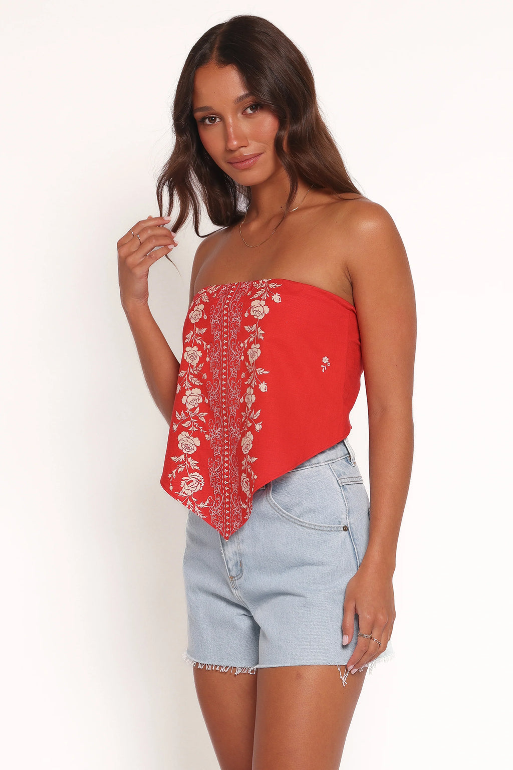 Ilara Strapless Top - Red Floral