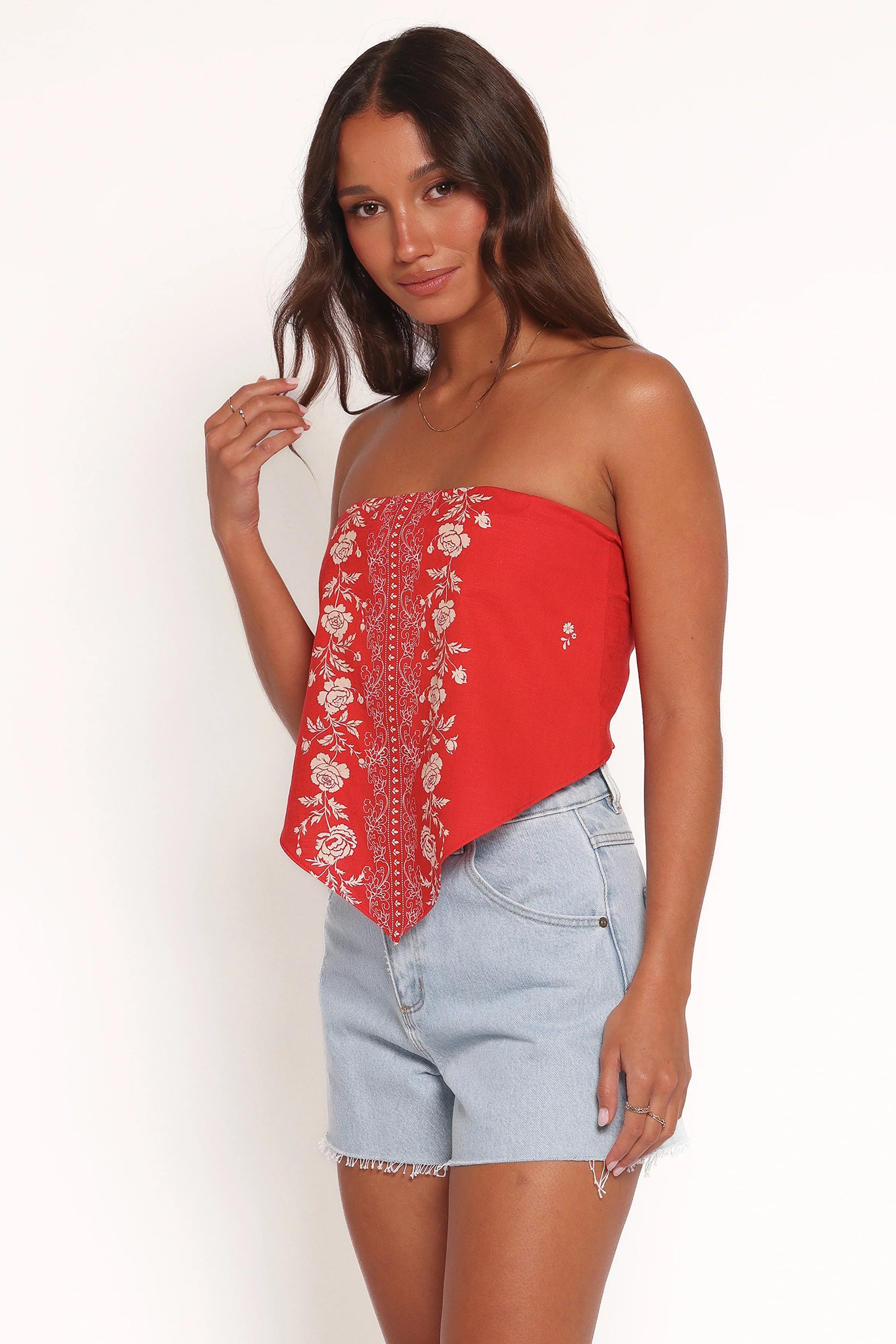 Ilara Strapless Top - Red Floral