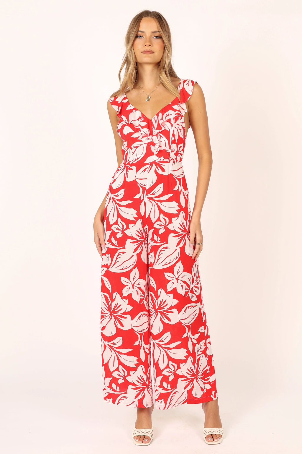 Parker Frill Jumpsuit - Red