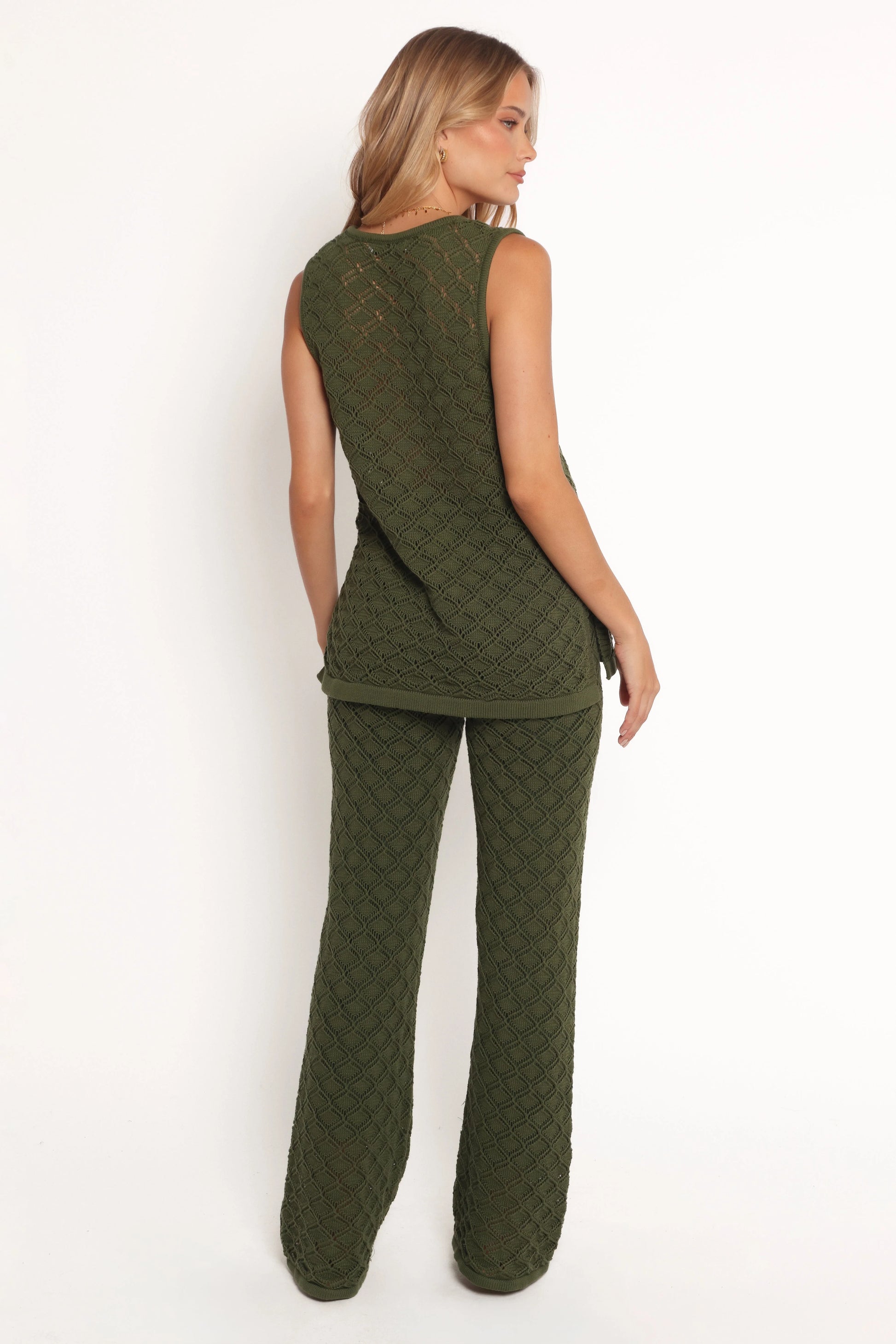 Fefe Textured Knit Pants - Olive