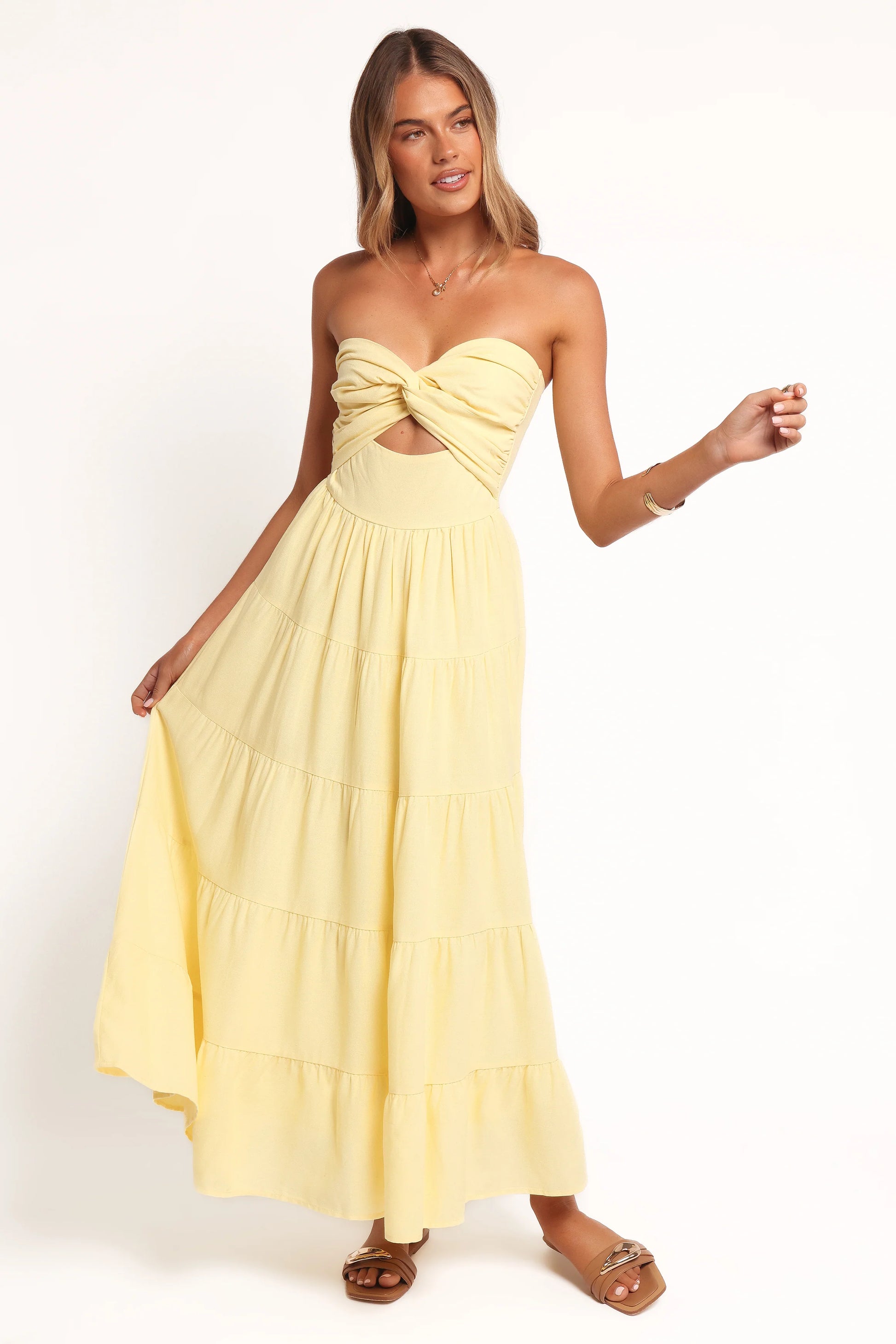 Sitara Strapless Midi Dress - Yellow