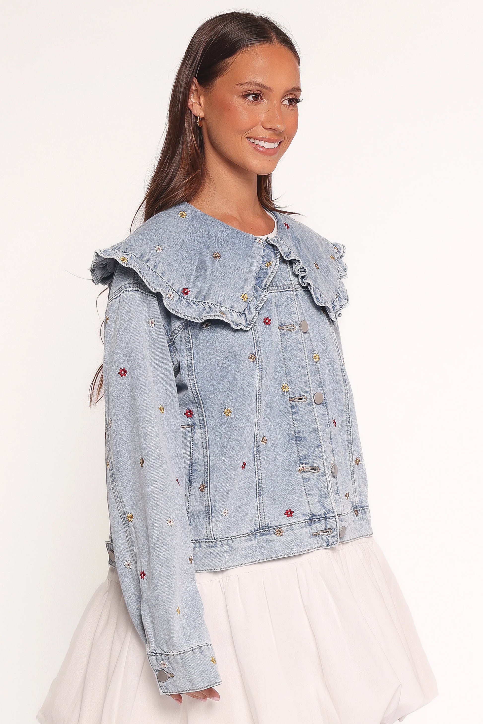 Ditsy Flower Denim Jacket - Medium Denim
