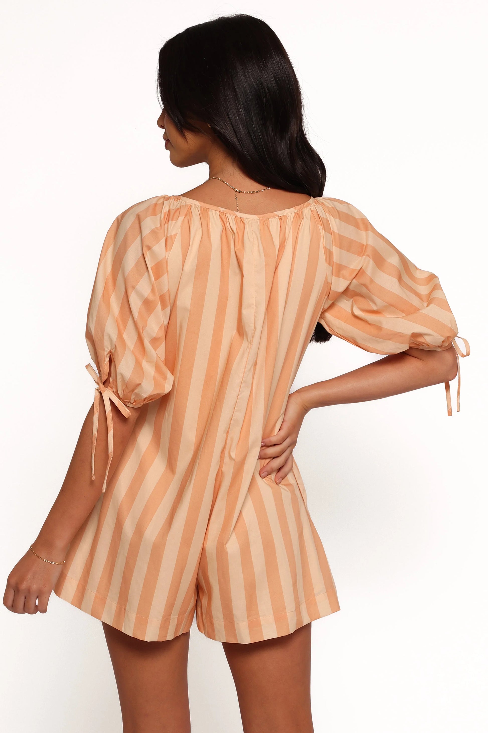 Carina Striped Romper - Terracotta Stripe