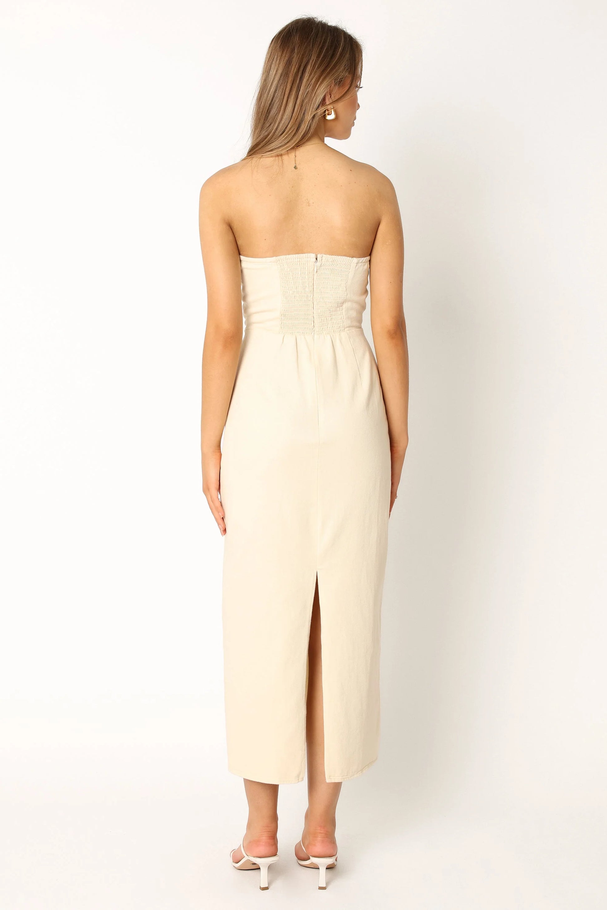 Rory Contrast Stitch Maxi Dress - Ecru