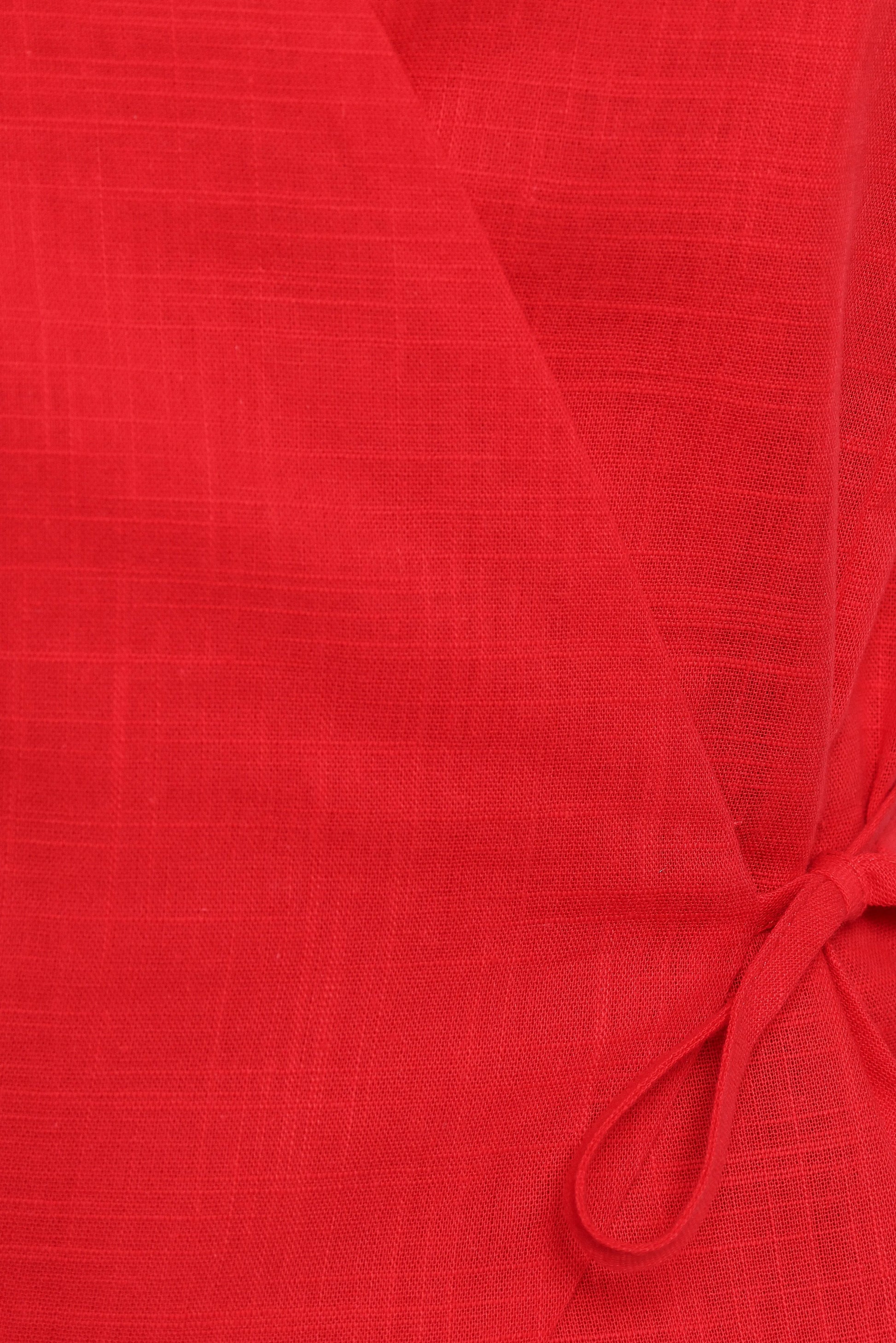 Vanni Wrap Front Linen Top - Red