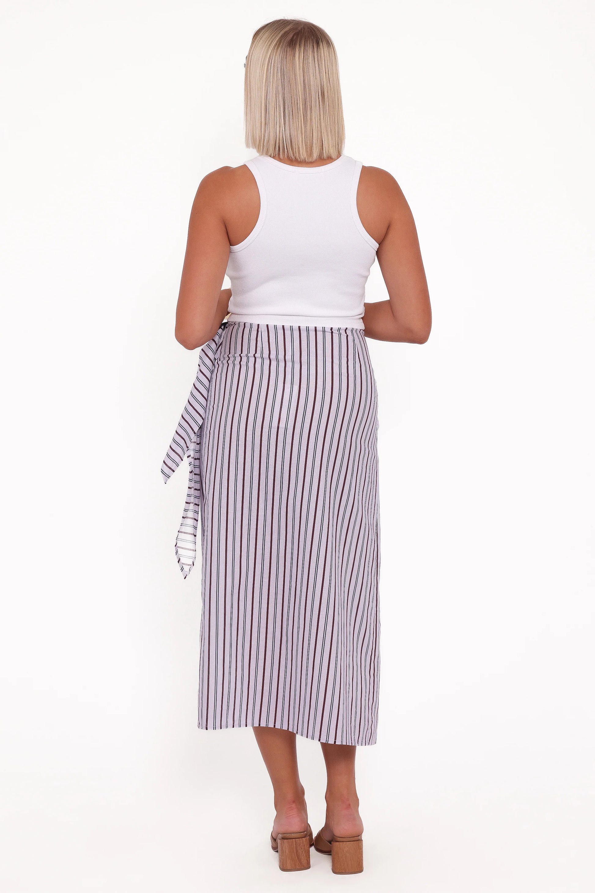 Jacey Wrap Midi Skirt - Midnight Stripe