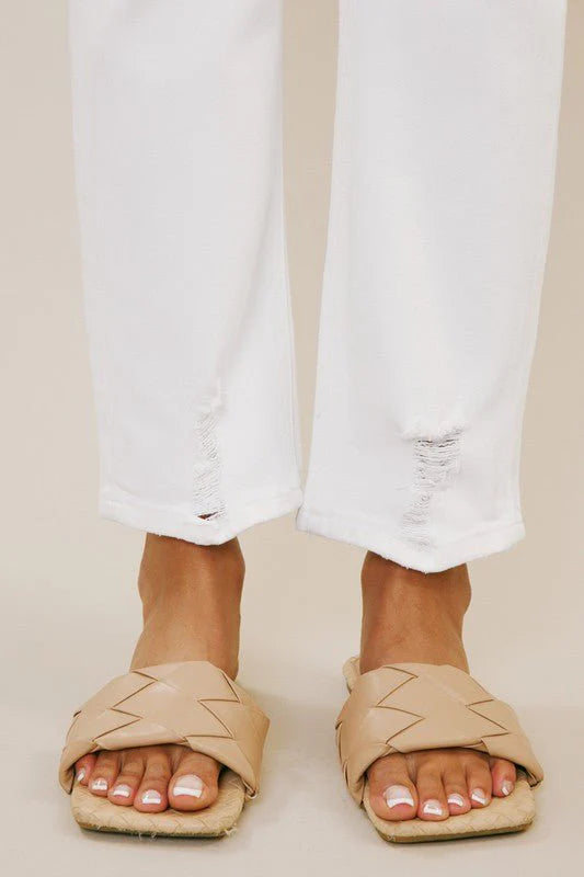 Lulu High Rise Slim Straight Jean - White